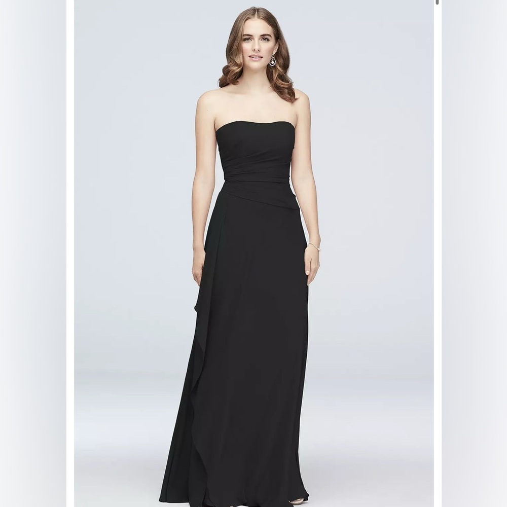 David's Bridal Black Strapless Floor Length Formal Occasion Dress
